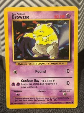 Pokemon Drowzee Vintage Card 1999, 96, 98, Collectible Fan Favorite